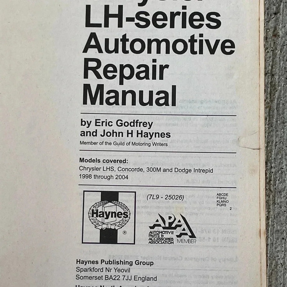 Haynes Repair Manual Chrysler LHS Concorde 300 Dodge Intrepid 1998-2004 - Picture 4 of 4